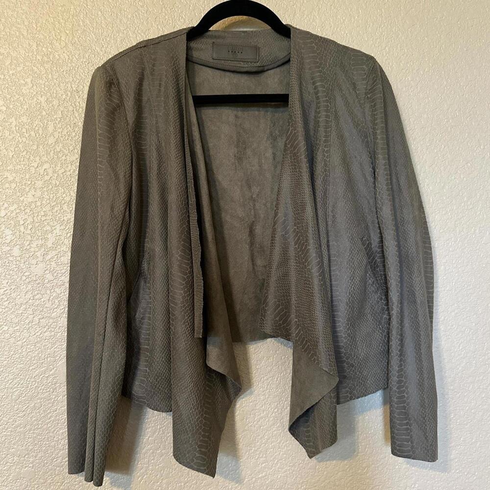 Olive green faux suede snake skin throw coat